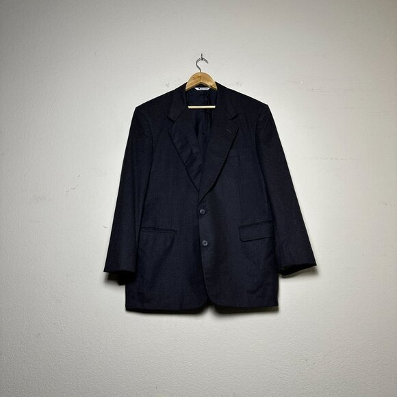 Neiman Marcus Aquascutum Of London Blazer Sport Coat Jacket Men 42R Black Prep - Picture 1 of 16